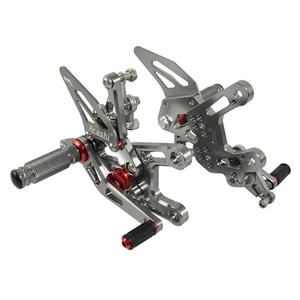 Grey CNC Adjustable Rearset Footrests Pedals For KAWASAKI Ninja ZX10R 2021-2024 - Picture 1 of 9