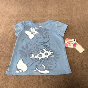 Disney Junior Size 5 Little Girls T-Shirt Blue Minnie Mouse Velvet Accent - Picture 1 of 4