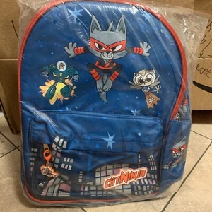 Cat Ninja EPIC Backpack Bookbag Kids Cartoon Detachable Keychain NEW Blue - Picture 1 of 3