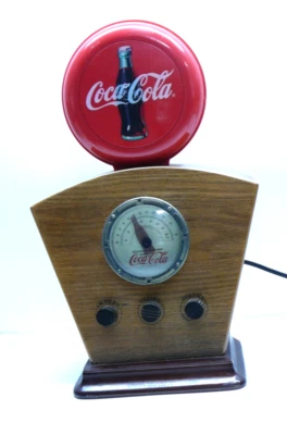 Vintage Coca-Cola AM/FM Radio Wood Cabinet Light-Up Dial and Sign - Works - Image 1 of 4
