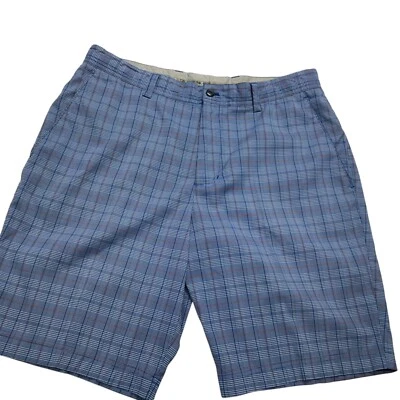 34/36x10 CUTTER & BUCK MENS SHORTS BLUE Plaid WINDSOR ACTIVE DRYTEC WICKING - Image 1 of 4