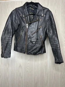 Fieldsheer Motorcycle Jacket Mens Black Leather Zip Pockets Punk Rock Classic - Picture 1 of 5