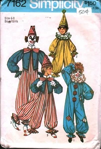 7162 Vintage Einfachheit Nähmuster Mädchen Kostüm Jungen Clown Halloween Zirkus - Bild 1 von 2