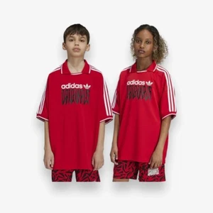 Adidas 3-Stripe Kids Youth Unisex Football T-Shirts Graphic Scarlet S 9-10Y 140 - Picture 1 of 8