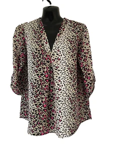 PURPLE'S PARIS PINK & BEIGE ANIMAL PRINT RELAXED FIT TOP SIZE MEDIUM UK 12 - Picture 1 of 6