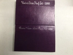1985 & 1988 US MINT PROOF SETS S Mint Lot of 2 Sets 5 Coins Each Set - Picture 1 of 2