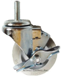 Rueda de vástago roscada 4PB2ISB 4", rueda sin marcas con freno, 300 lb. Capacidad - Imagen 1 de 1