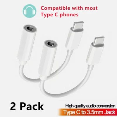 2PC TYPE-C USB To 3.5mm AUX Jack Headphone Adapter Connector Cable For iPhone 16 - Image 1 of 4