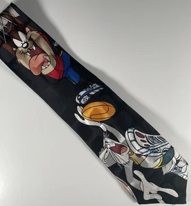 Neck Tie Looney Tunes 100% Silk 58x4 Bugs Bunny Tasmanian Devil Taz Basketball - Picture 1 of 4