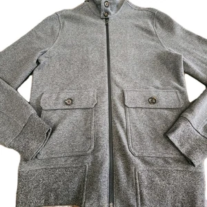 Banana Republic Tall M grau Strickjacke Pullover Jacke Preppy City Opa Reißverschluss - Bild 1 von 11