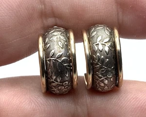 Pendientes de aro pequeños ANDREA CANDELA CJI 14K YG y hoja de vid de plata de ley 925 - Imagen 1 de 6