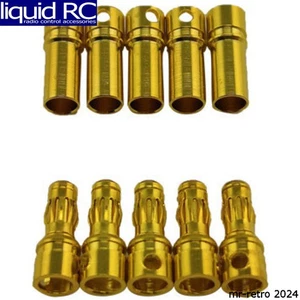 Racers Edge 1663 3.5mm Gold Plated Banana Plugs Male & Female 5 Pair - Picture 1 of 1