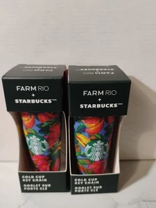 Schlüsselanhänger Starbucks Farm Rio brasilianisches Modelabel ikonische Drucke Cold Cup x 2 - Bild 1 von 4