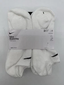 6 PAIR PACK YOUTH NIKE DRI-FIT EVERYDAY COTTON CUSHIONED NO SHOW SOCKS 5Y-7Y WH - Picture 1 of 2