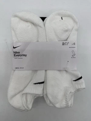 PACK DE 6 PARES DE CALCETINES DEPORTIVOS NIKE DRI-FIT PARA TODOS LOS DÍAS DE ALGODÓN ACOLCHADOS NO SHOW PARA JÓVENES 5Y-7Y WH Foto 1 de 2