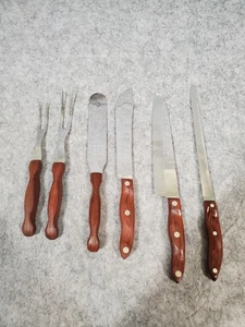 Vintage CUTCO Knife Set No. 22 24 25 26 27 28 Lot Of 6 Brown Handle USA - Picture 1 of 12