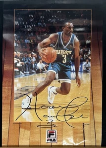 Hersey Hawkins Charlotte Hornets Poster 27x18 Vintage 1990s NBA Fila The Hawk  - Picture 1 of 12