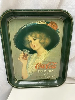 VTG  1972 Coca-Cola Metal Serving Tray Woman Drink Delicious Refreshing 10.5x13 - Image 1 of 4