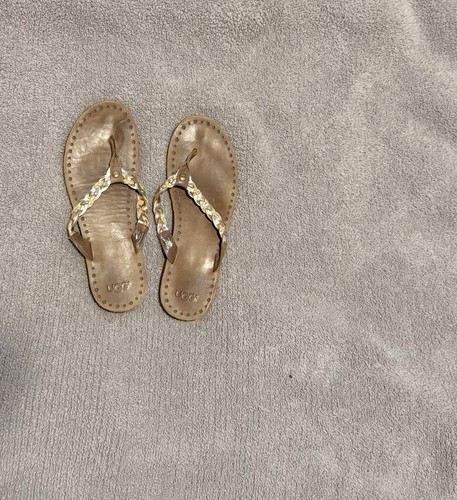 UGG Navie sandali donna 9 oro rosa marrone intrecciato infradito infradito