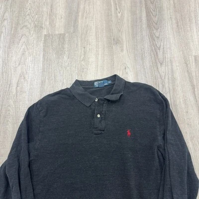 Polo Ralph Lauren Rugby Polo Shirt Men's XL Gray Solid Long Sleeve Preppy Pony  - Image 1 of 4