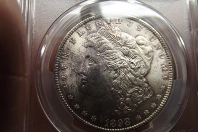 Серебряный Моргановский доллар 1898-P Свежесортный PCGS MS62 Crusty!!! - Изображение 1 из 4