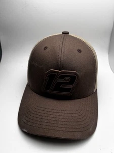 Ryan Blaney #12 NASCAR brauner Hut Leder Logo The Classics Druckknopflasche neu ohne Etikett - Bild 1 von 5