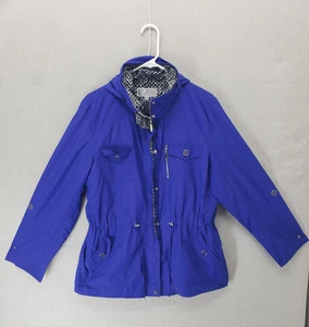 JM Collection Jacket Womens Large Hooded Drawstring Pockets Lightweight Coat - Picture 1 of 20