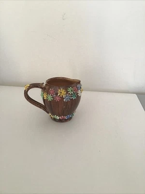 VINTAGE 1950s ITALIAN brown Fratelli Fanciullacci iced gem cream jug pottery - Image 1 of 4