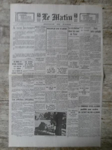 LE JOURNAL 1939/1945 LE MATIN du 17 JUIN 1940 - Imagen 1 de 2