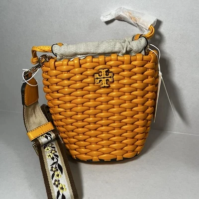Mini bolso cubo tejido Tory Burch Emerson calabaza brillante Foto 1 de 4