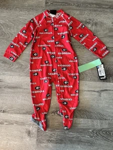 Georgia (UGA) Bulldogs Rojo Vellón Dormir/Footie PJs 24 Meses Nuevo con Etiquetas Cremallera - Imagen 1 de 4