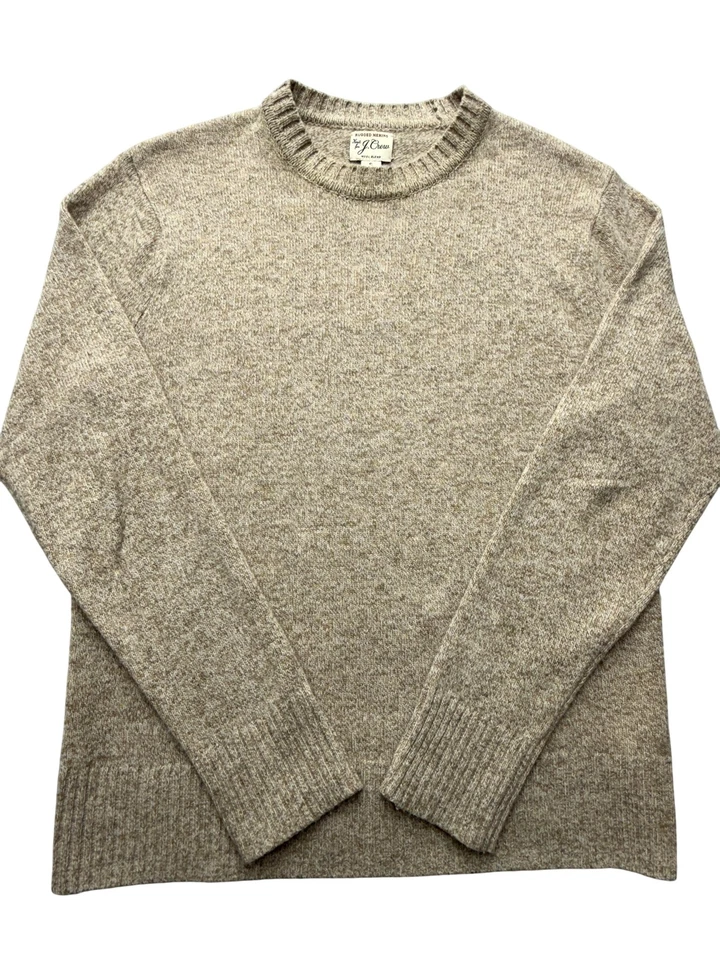 J Crew мужской маленький бежевый прочный мериносовой шерсти смесь Crewneck вязаный свитер пуловер - Изображение 1 из 4