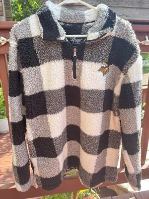  Minnesota Vikings Sherpa Pullover 1/4 Zip Womens XL NWT - Image 1 of 4