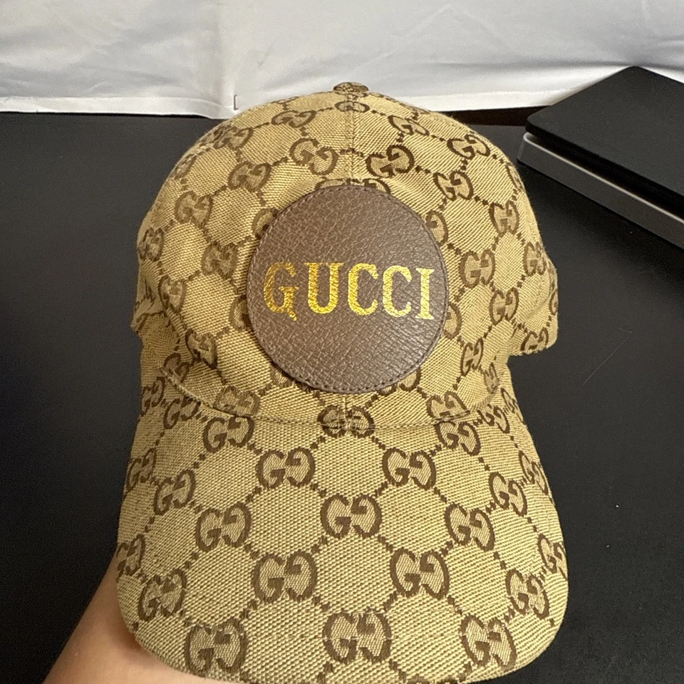 Size L /59cm Gucci Baseball Cap Beige GG Pattern Canvas Unisex Cotton Real nobox - Image 1 of 4