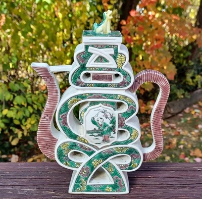 ⭕️ Tetera fina de exportación china del siglo XIX Famille Verte Foto 1 de 4