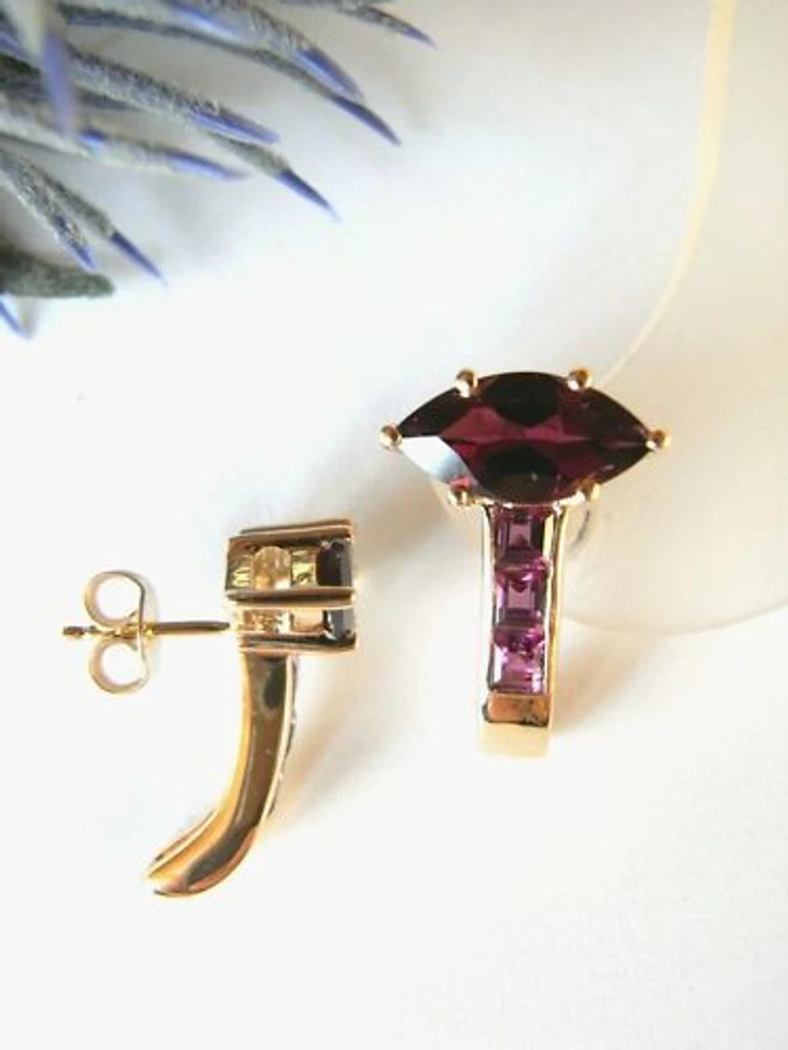 SCHMUCK-STCK OHRRINGE RODOLITH FACETTENREICH GOLD 660 - Bild 1 von 1