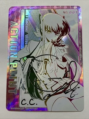 C.C. UNION ARENA Code Geass UAPR/CGH-AP04 FOIL Holo Japan Rainbow Action Signed - Image 1 of 4
