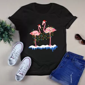 Couple Flamingo Christmas Tree Lighs Xmas Merry Christmas Gift Tshirt - Picture 1 of 1
