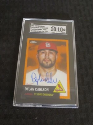 2022 Topps Chrome Dylan Carlson Orange Refractor Autograph 9/25 SGC10 - Image 1 of 2