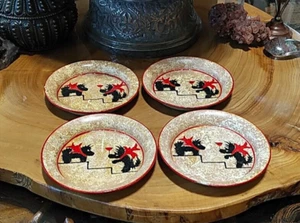 Juego de 4 carteles de bebida vintage ocupados Japón pintados a mano Scotty dogs - Imagen 1 de 10