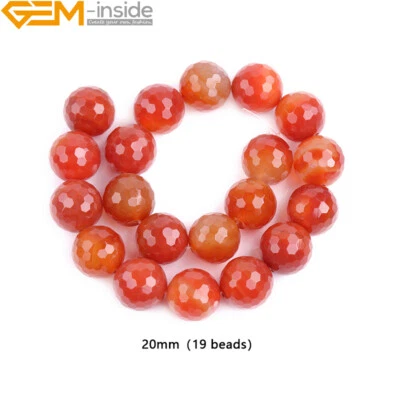 Cuentas sueltas redondas facetadas de ágata roja para hacer joyas piedra natural de 15" Foto 1 de 4