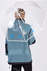 OFF-WHITE HOME Ombrello Lungo Classico Trasparente 'Nuoto Uomo Logo - Foto 1 di 11