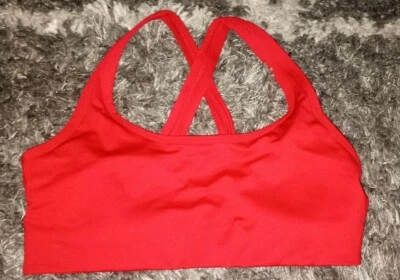 VS pink lightly lined  strappy open bk sport bra NEW size small red - Image 1 of 3