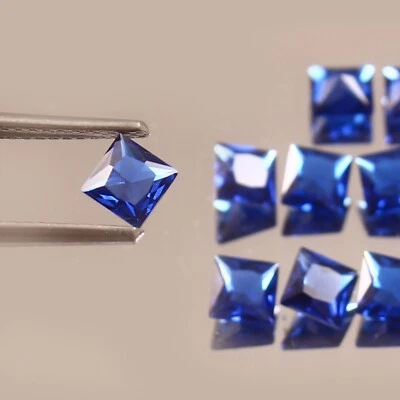 AAA Natürlich Ceylon Blau Spinell Lose Quadrat Prinzessin Schnitt Edelstein Lot - Bild 1 von 4
