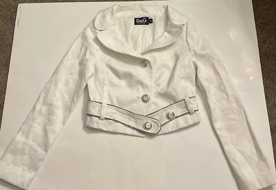 DOLCE AND GABBANA off white floral mini button up coat size 40 - Image 1 of 4