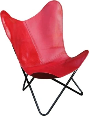 Silla mariposa de cuero rojo Silla acento de cuero BKF Silla de salón Foto 1 de 4