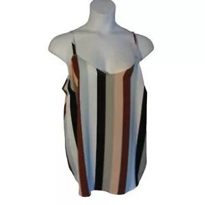 Camicia canotta Cami Torrid 0 0X 1X blu pesca bianca nera a righe setosa - Foto 1 di 3