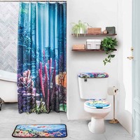 Leave Salmon Bathroom Mat Set Rug And Shower Curtain 15pcs Ebay