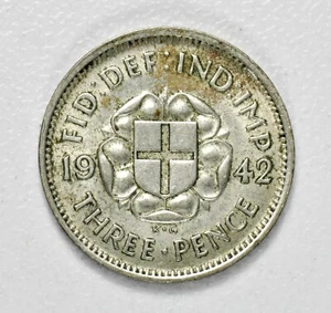GB GEORGE VI SILVER (.500) THREEPENCE - 1942 ++ HIGH GRADE! ++ [012-12] - Picture 1 of 2