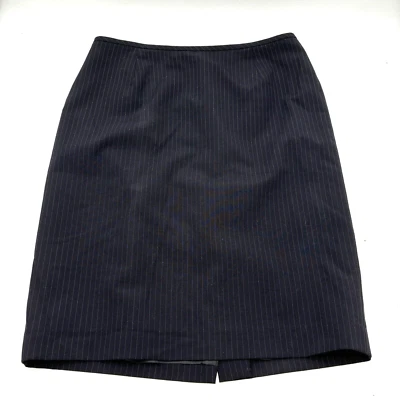 Falda lápiz recta a rayas negra gris mezcla de lana Calvin Klein talla 8 29x21" Foto 1 de 4